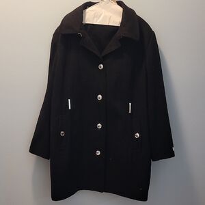 Calvin Klein Black Wool Pea Coat